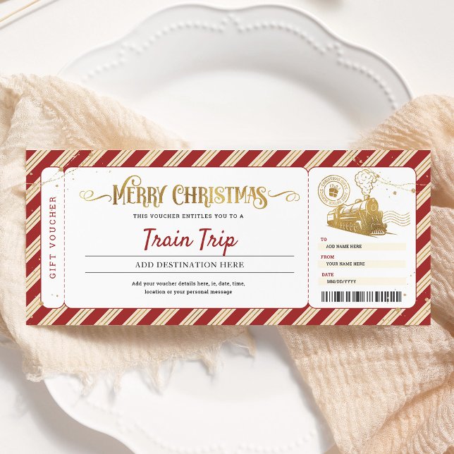 Invitación Pase de embarque de Navidad para viaje en tren reg (Subido por el creador)