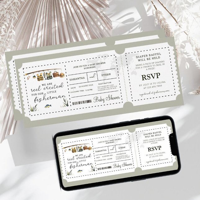 Invitación Pase de embarque Fisherman Boy Travel Baby Shower (Subido por el creador)