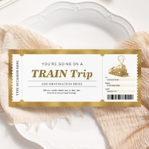 Invitación Pase de embarque para viaje en tren dorado Pase de