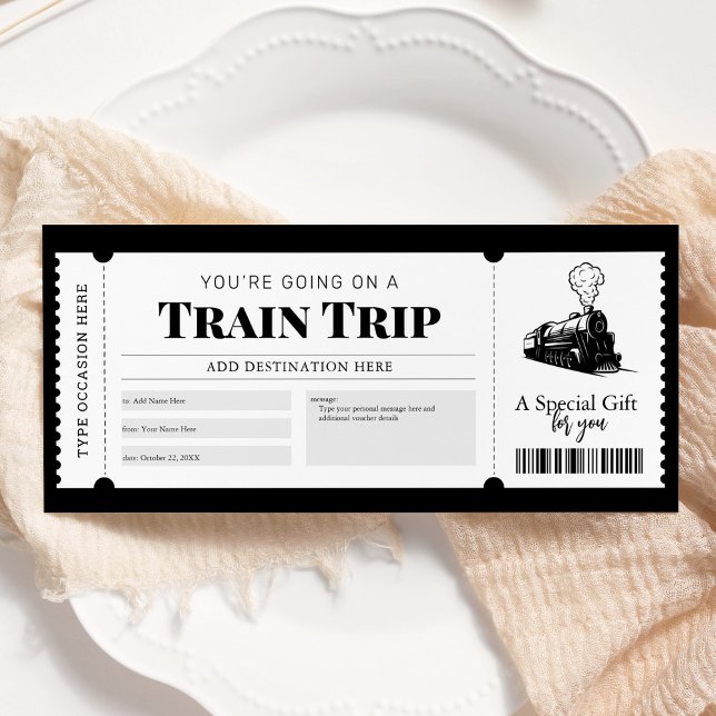 Invitación Pase de embarque para viaje en tren Pase de regalo (Subido por el creador)