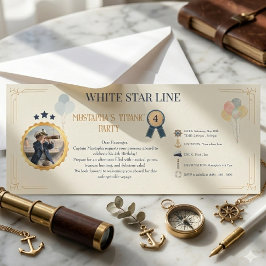 Invitación Pase de Embarque Personalizado de Titanic para Cum