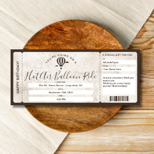 Invitación Pase de embarque sorpresa Ticket Paseo en globo ae