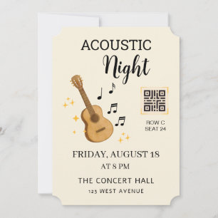Invitación Pase de entrada para evento de música acústica con