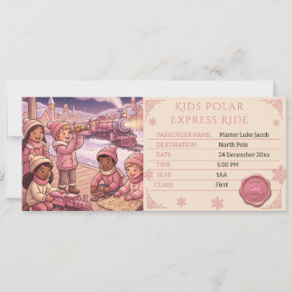Invitación Pase de Entrada para Niños del Expreso Polar Rosa