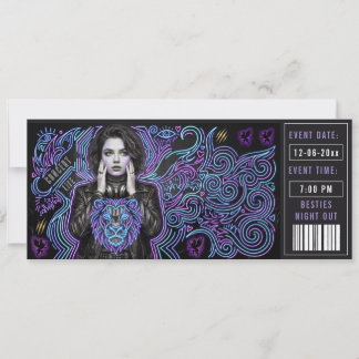 Invitación Pase de Entrada VIP de Fiesta Neon | Noche de Chic