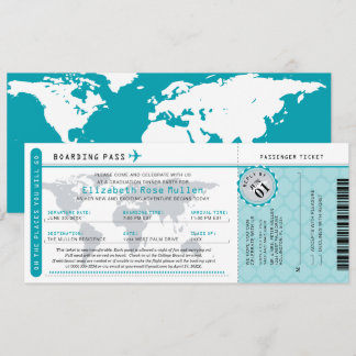 Invitación Pase de internado para graduados verde azulados