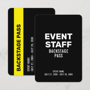 Invitación Pase de personal de evento tras escenario 3.5" x 5