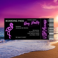 Pase Retro Boarding Neon Flamingo Summer Day Fiest