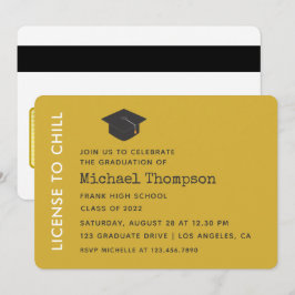 Invitación Pase VIP para fiesta de graduación de negro y dora