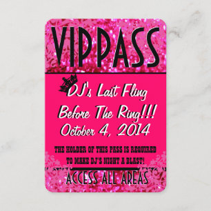 Invitación Pase VIP VIP de la Fiesta de la Bachillerato Rosa