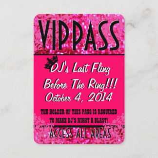 Invitación Pase VIP VIP de la Fiesta de la Bachillerato Rosa