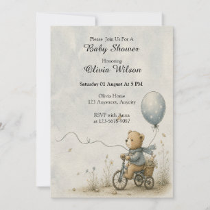 Invitación Paseo en bicicleta del osito de peluche caprichoso