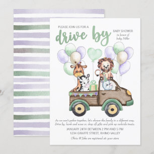 Invitación Paseo en camión safari y animales lindos Baby Show