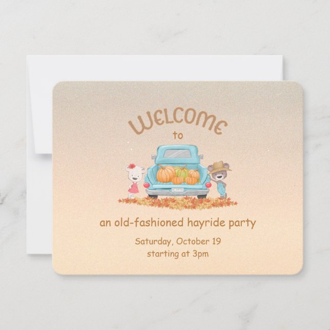 Invitación Paseo en carruaje personalizado de bienvenida otoñ (Anverso)