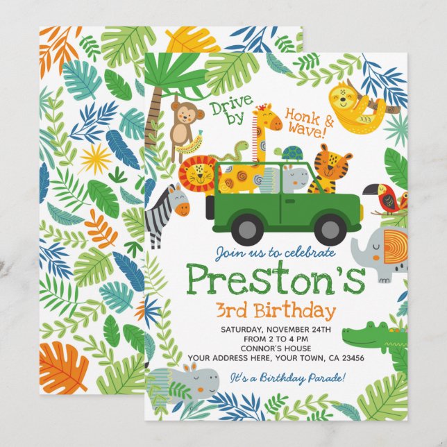 Invitación Paseo en Jungla (Anverso / Reverso)