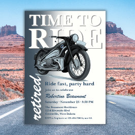 Invitación Paseo en Moto Azul Clásica Rápido Fiesta de Jubila