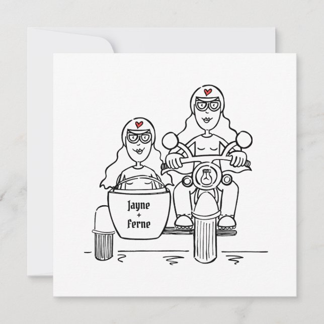 Invitación Paseo en moto y sidecar personalizado para dos nov (Anverso)