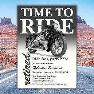 Invitación Paseo en motocicleta clásica gris Fiesta de jubila