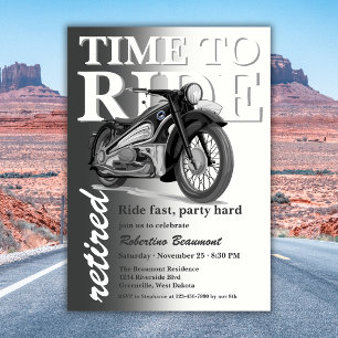 Invitación Paseo en motocicleta clásica gris Fiesta de jubila