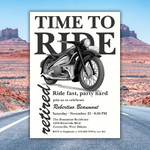 Invitación Paseo en motocicleta clásica gris Fiesta de jubila
