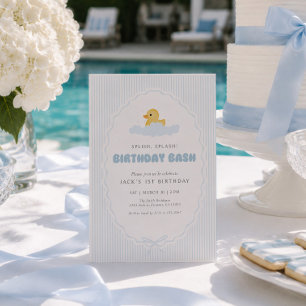 Invitación Paseo Splash Pato de Goma Azul Cumpleaños 1