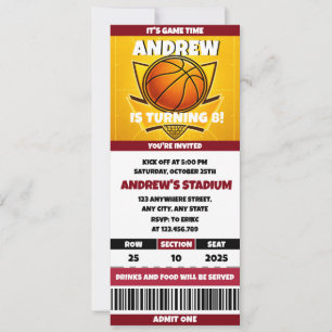 Invitación Pases de Cumpleaños de Frenesí de Baloncesto Perso
