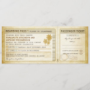 Invitación pases de embarque antiguos bodas-invitaciones y rs