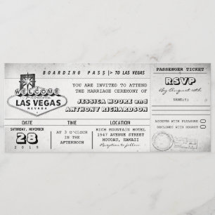 Invitación pases de embarque bodas LAS VEGAS
