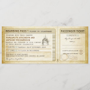 Invitación pases de embarque de barco bodas-invitaciones y rs