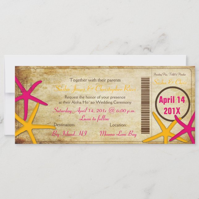 Invitación Pases de embarque de PixDezines+Invitaciones de bo (Anverso)