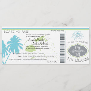 Invitación Pases de embarque para Boda a las Islas Fiji