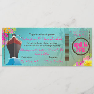 Invitación Pases de embarque PixDezines/Baño de amor+palmeras