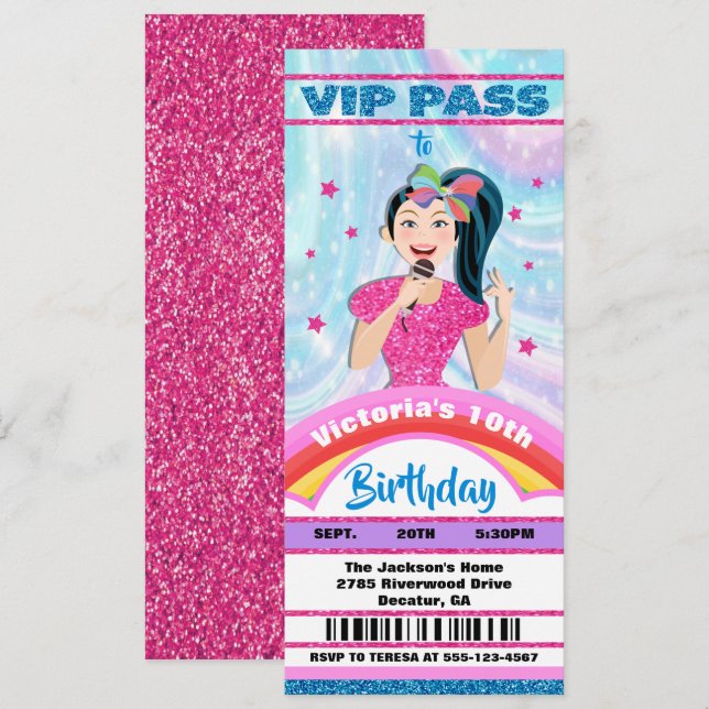 Invitación Pases VIP de cantante pop Star (Anverso / Reverso)