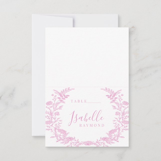 Invitación Pasillos elegantes de boda de flores de toile rosa (Anverso)