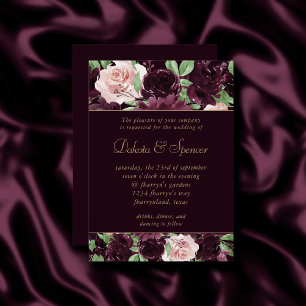 Invitación Pasión amorosa Dramática Garland Rosa de vino pú