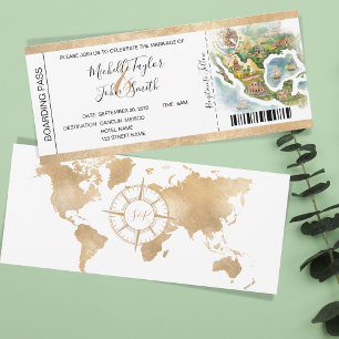 Invitación Paso de abordaje de boda de destino México