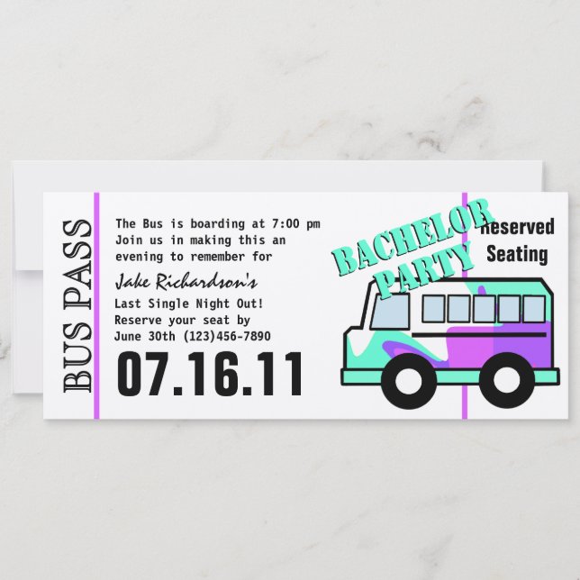 Invitación Paso de bachiller Party Bus (Anverso)