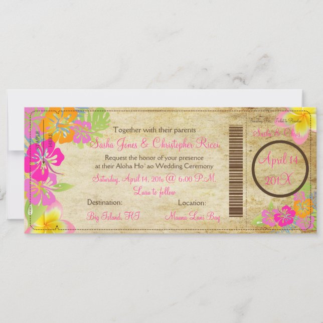Invitación Paso de Boarding PixDezines Hibiscus Leis (Anverso)