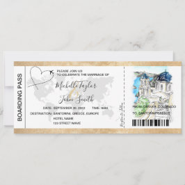 Invitación Paso de embarque de boda de destino Santorini Grec