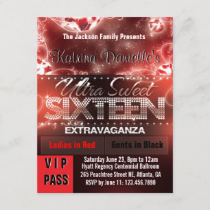 Invitación Paso del VIP del dulce dieciséis del resplandor