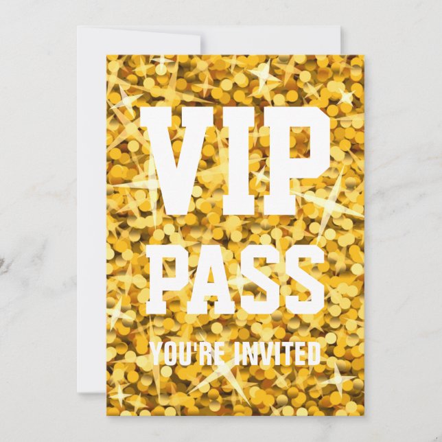 Invitación PASO del VIP" del "oro" del Glitz del " (Anverso)
