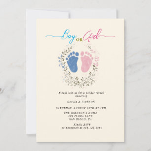 Invitación Pasos de niño o Chica Género revelar Fiesta