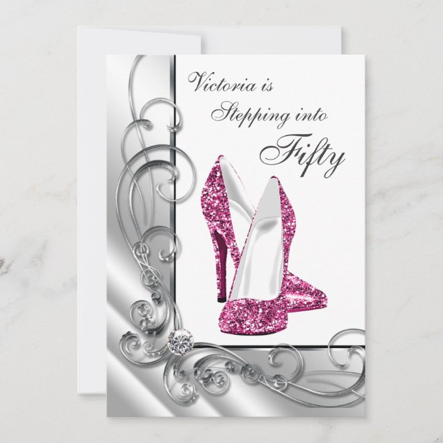 Invitación Pasos de rosa caliente a la fiesta de cumpleaños 5 (Anverso)