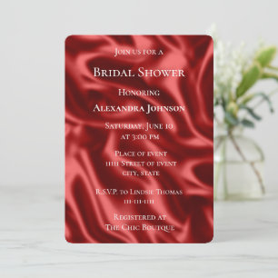 Invitación Passion Red Faux Satin Bridal Shower