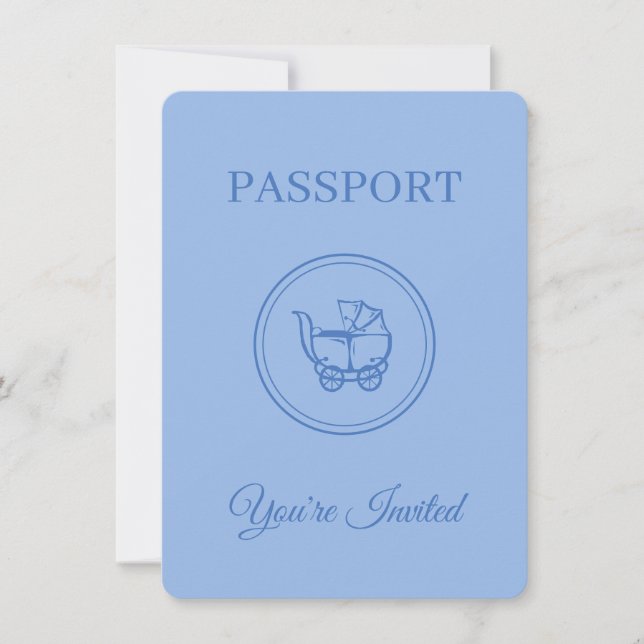 Invitación Passport Baby Shower Adventure espera la invitació (Anverso)