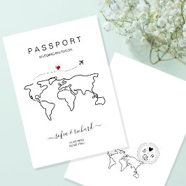 Invitación Passport World Map Modern Minimalist Destination