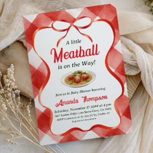 Invitación Pasta de Albóndigas de Cuadros Rojos Italianos par