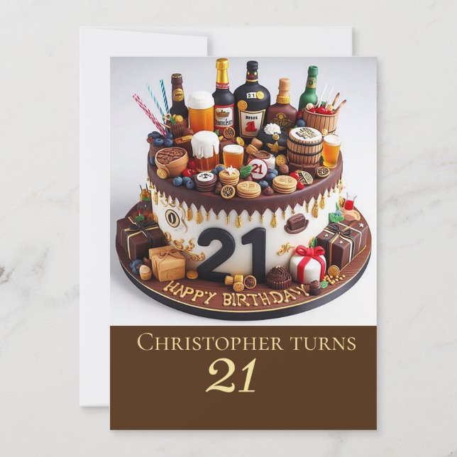 INVITACIÓN PASTA DE CUMPLEAÑOS, CELEBRACIÓN 21 (Reverso)