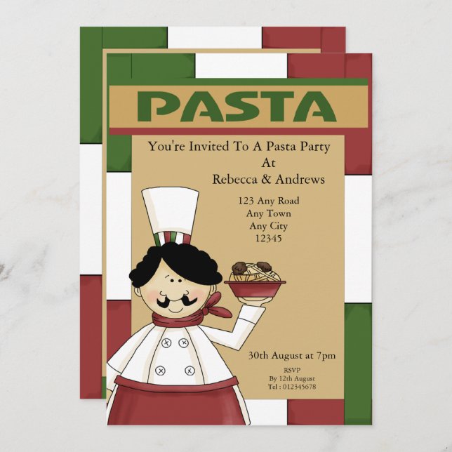 Invitación Pasta Fiesta (Anverso / Reverso)