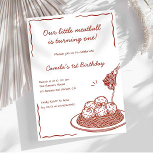 Invitación Pasta Italiana “Nuestra Albóndiguita” Cumpleaños